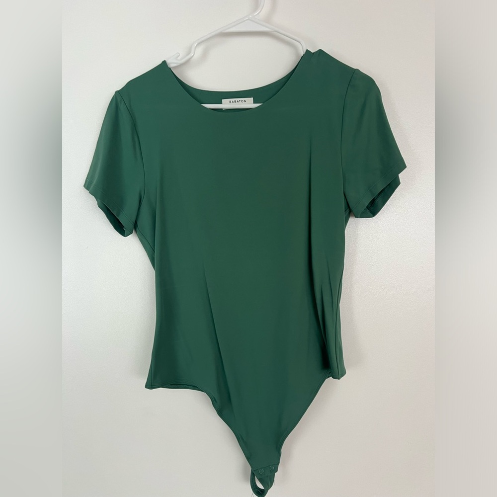 Babaton Green Crewneck Bodysuit Top